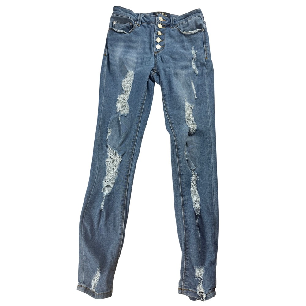 Indigo Rain Womens Jeans Size 7 27 Blue Distressed Skinny